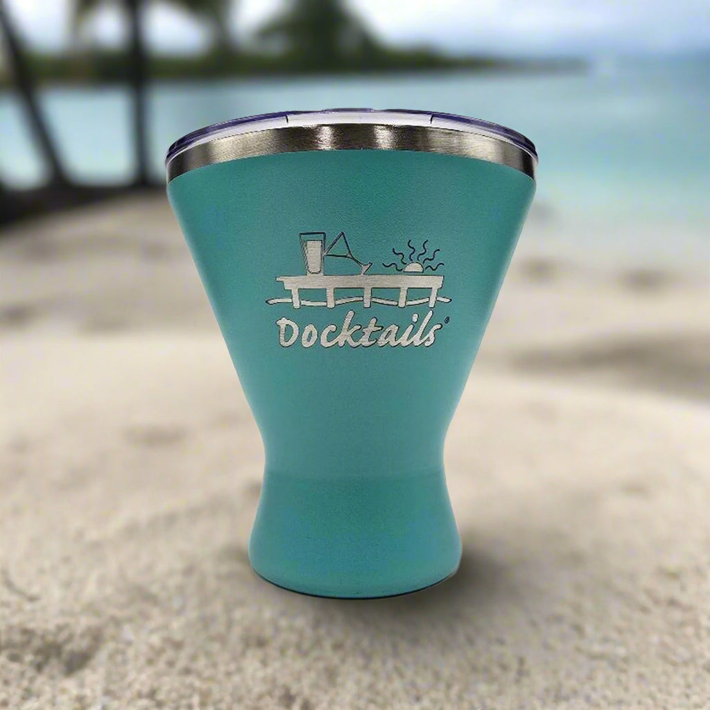 Docktails Stemless Insulated Martini Cup With Lid in color Aqua