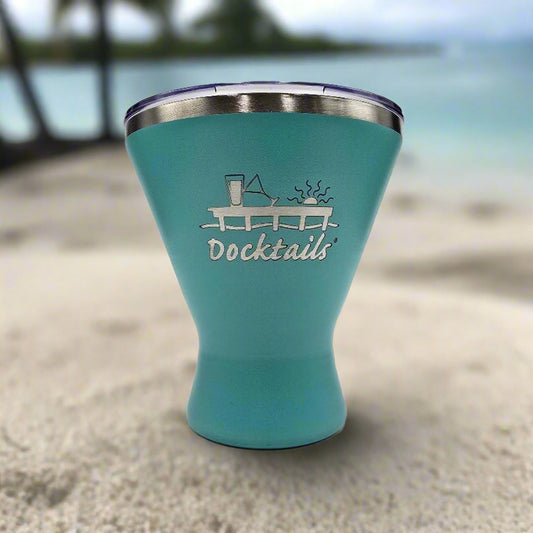 Docktails Stemless Insulated Martini Cup With Lid in color Aqua