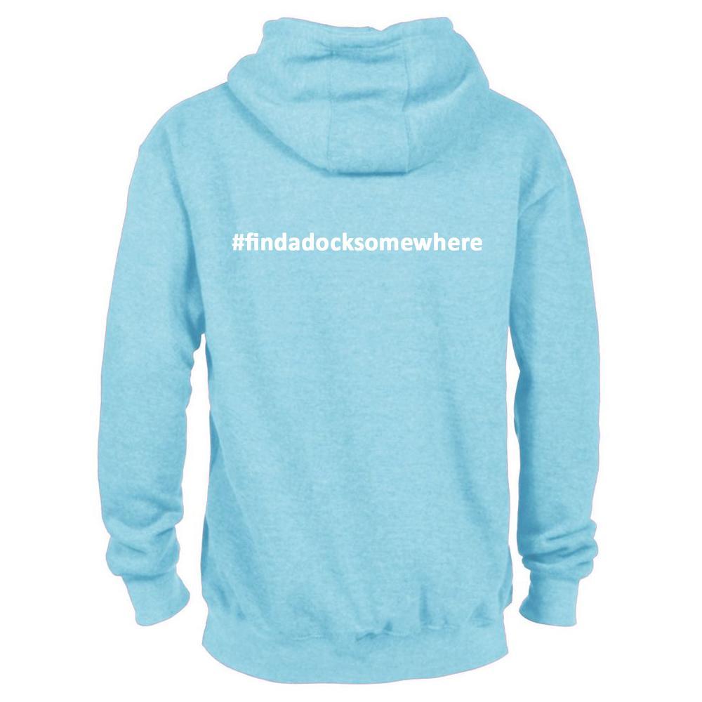 Docktails Unisex Pullover Hoodie in Ocean, perfect for cool dockside evenings at your favorite seafood shack or beach bar