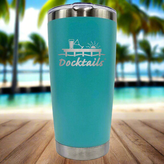 Docktails 20oz Stainless Steel Insulated Tumbler in color Aqua, perfect for your coffee, water, or favorite hot or cold beverage