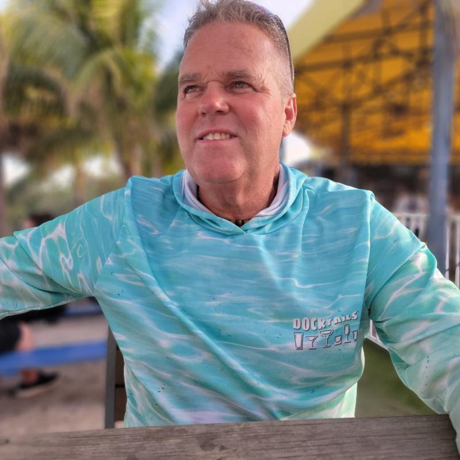 Docktails Caribbean Dreaming Sun Shirt at Beach Bar in Jupiter Florida