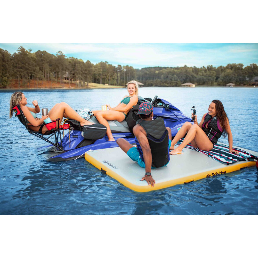 Solstice Inflatable Dock 6' x 5' with jet ski hooked up to it