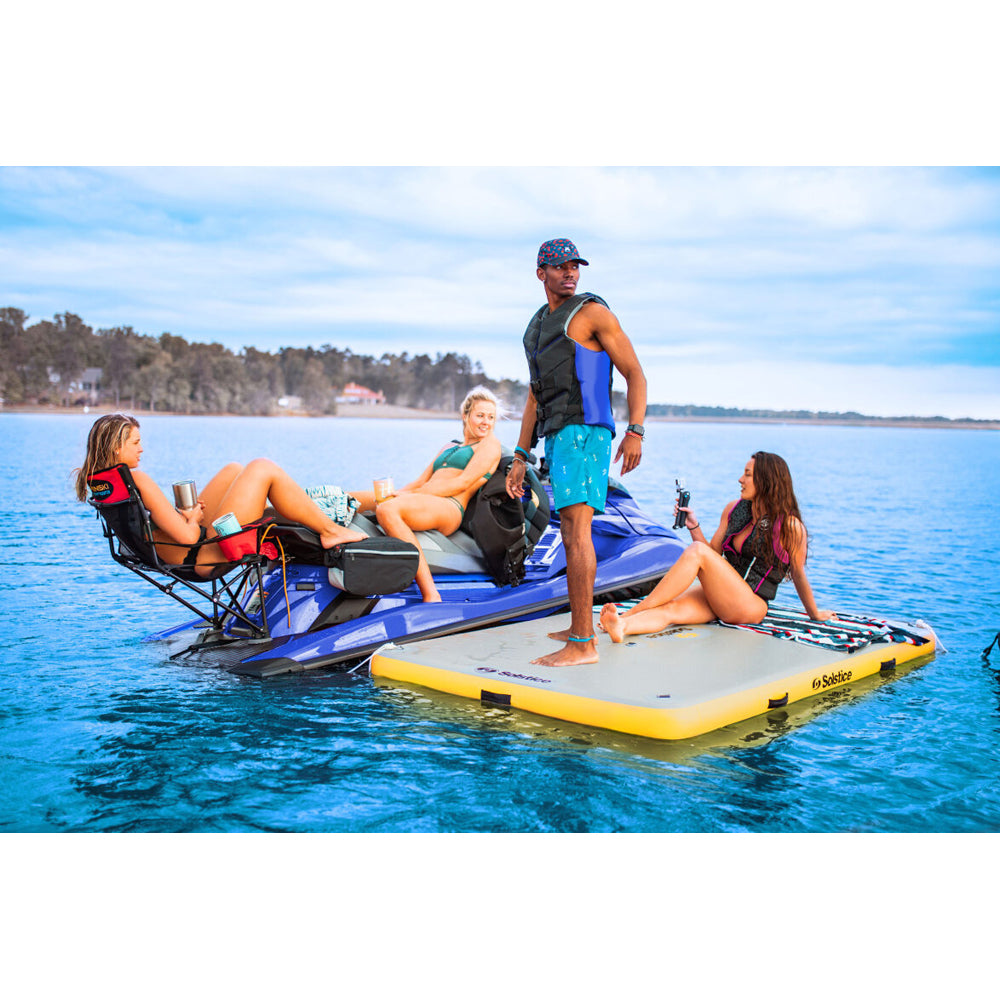 Solstice Inflatable Dock with jet ski hooked up to it