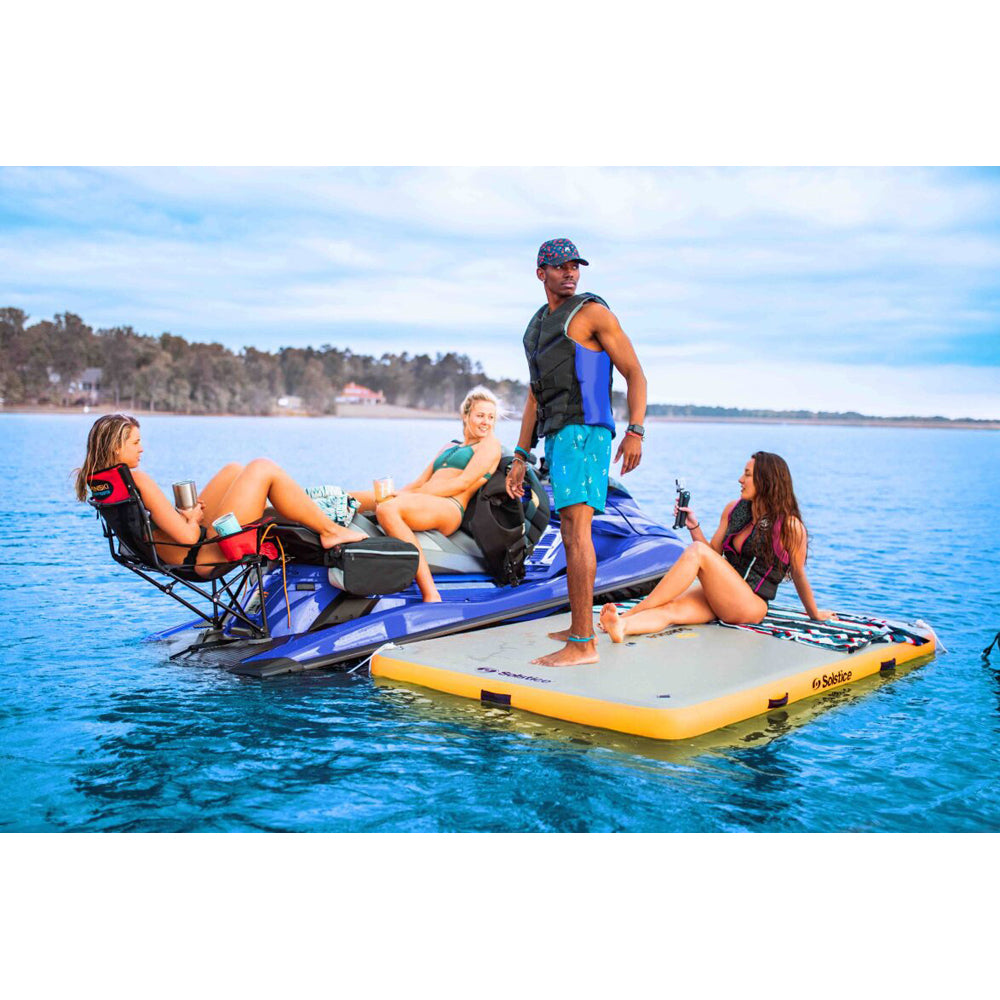 Solstice inflatable dock with jet ski docked