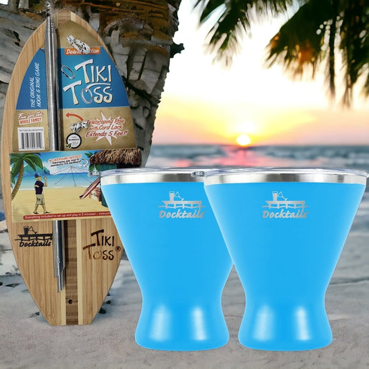 Get ready to have a blast with Docktails Martini Party Time! It's a combination of your favorite ring game and your go-to martini drink cup