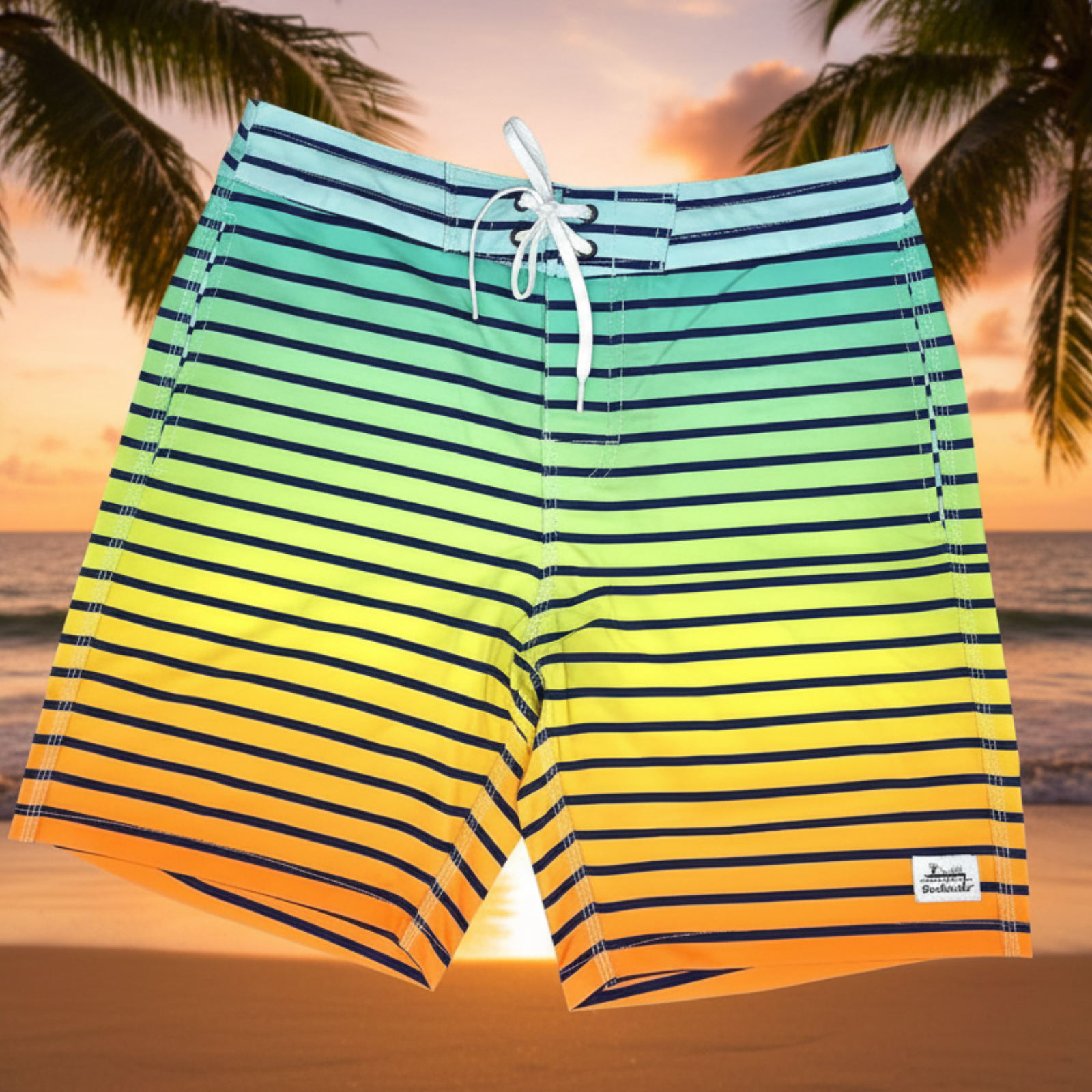 Docktails brand sunset ocean stripe boardshorts for men