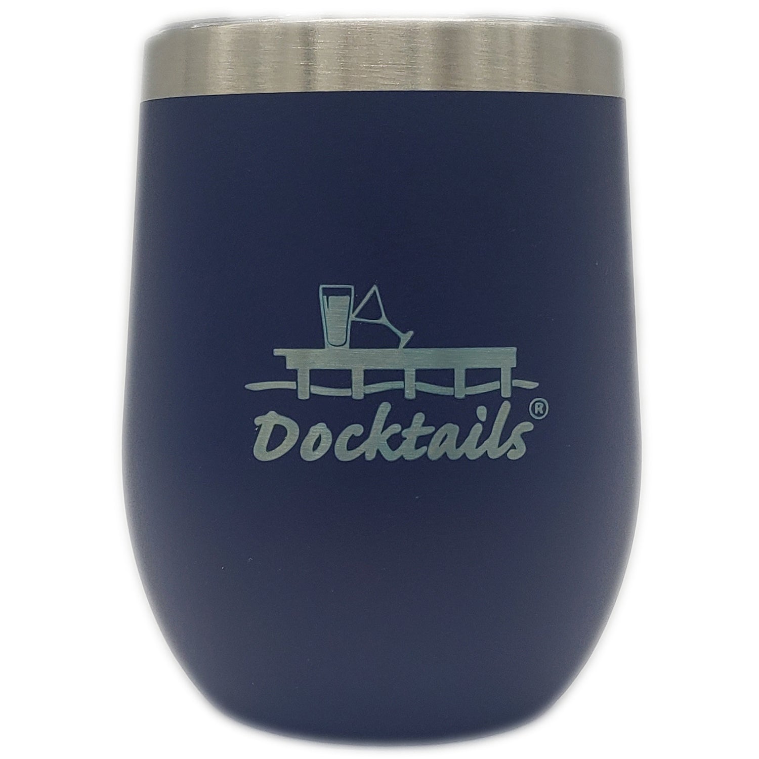 Docktails Navy shatterproof insulated wine cup with lid