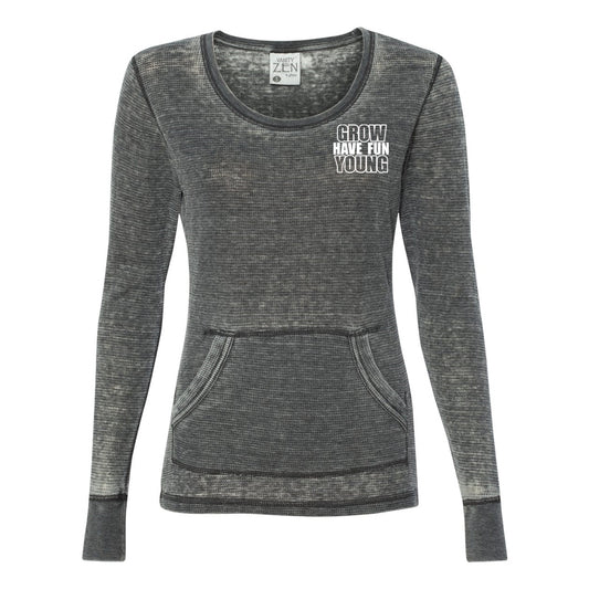 Have Fun Grow Young Women's Long Sleeve Thermal Shirt in Charcoal