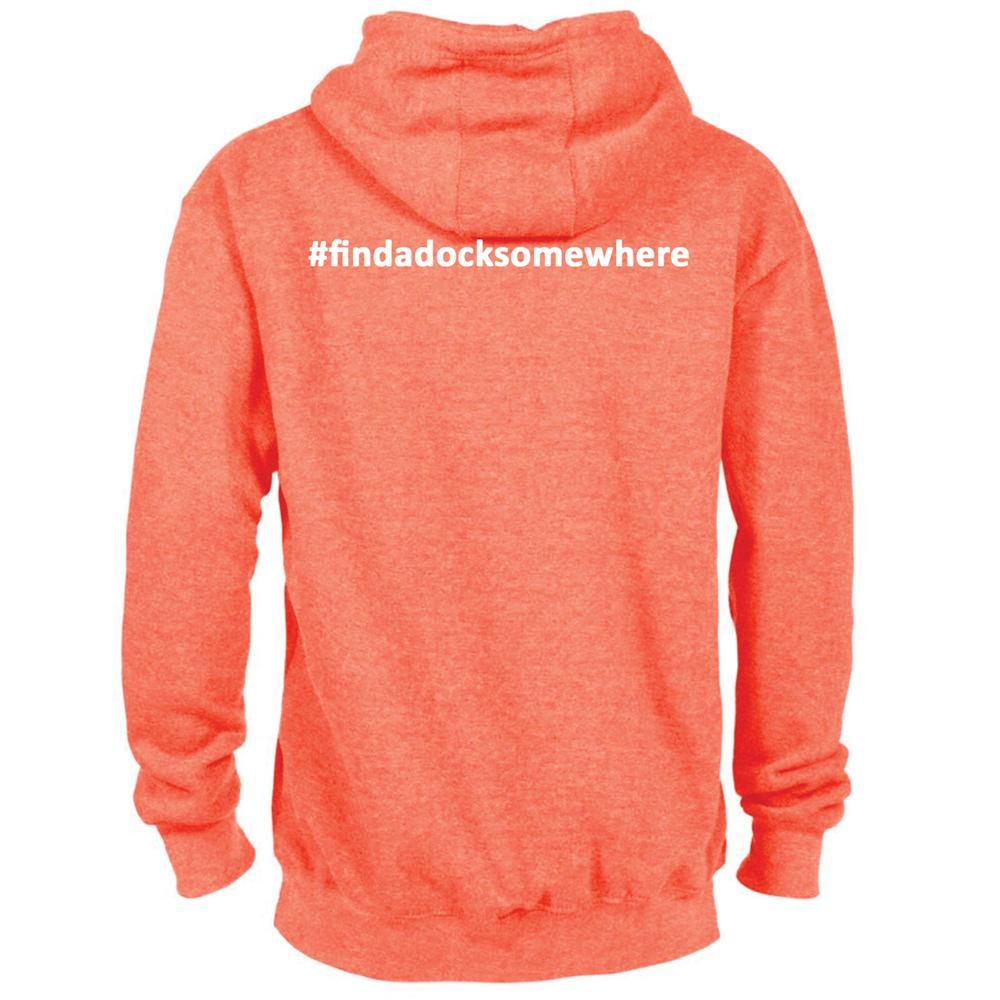 Docktails Unisex Pullover Hoodie in Sunset Orange, perfect for clam shacks and sunset docktails everywhere
