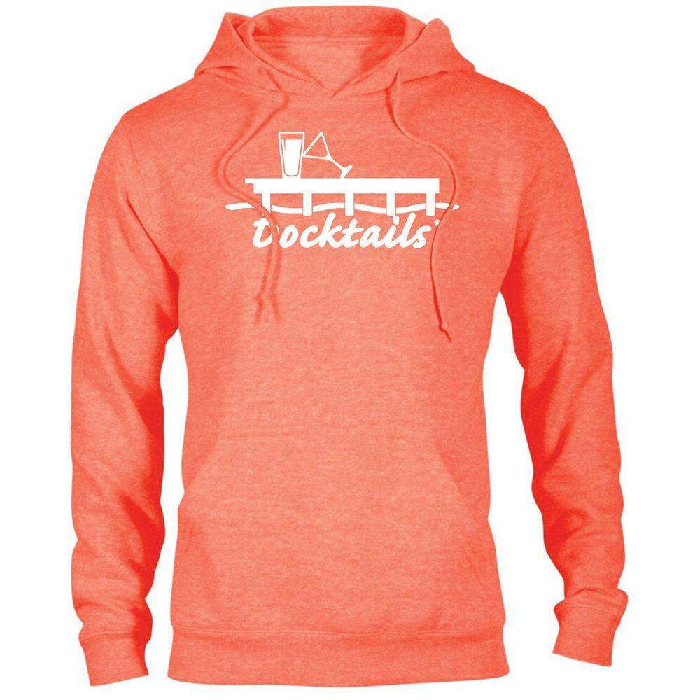 Docktails Unisex Pullover Hoodie in Sunset Orange, perfect for clam shacks and sunset docktails everywhere