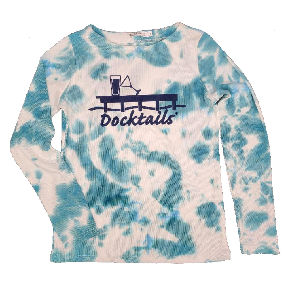 Docktails Ladies Tie Dye Rib Knit Long Sleeve Shirt