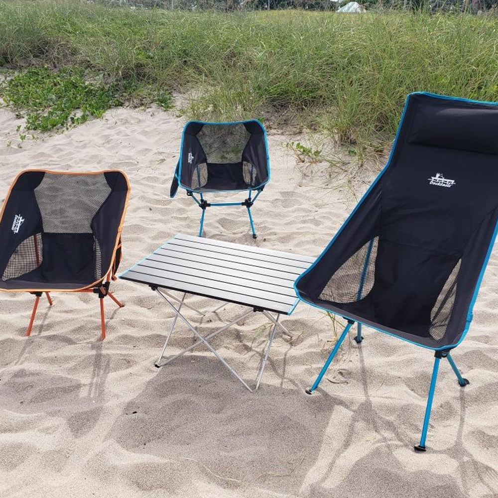 Docktails lightweight, compact and foldable furniture collection. These chairs and tables are perfect for your beach or mountain adventures.