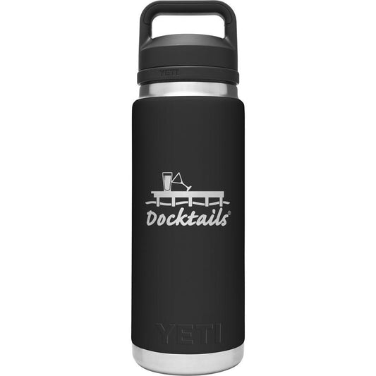 Docktails® YETI Rambler 26 ounce Bottle in Black, including a Chug Cap for easy pouring