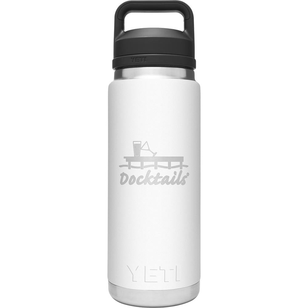 Docktails® YETI Rambler 26 ounce Bottle in White, including a Chug Cap for easy pouring