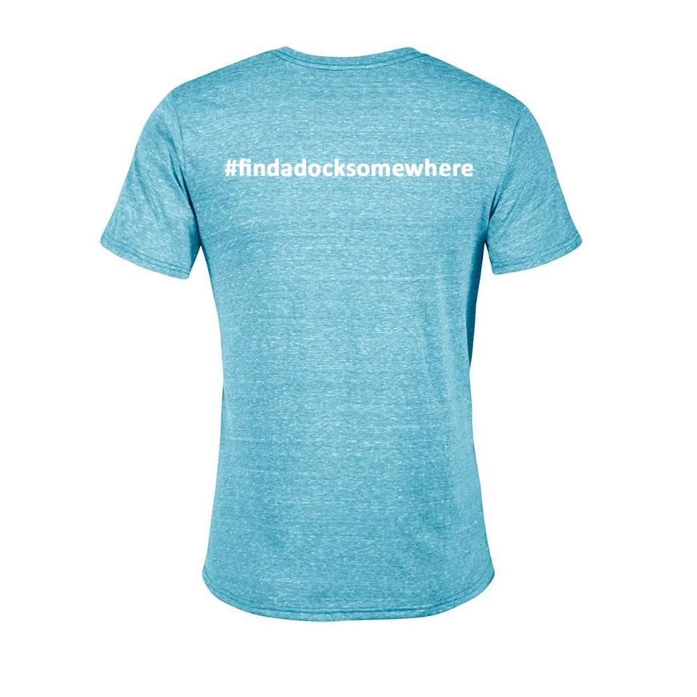 Docktails Men's Semi-Fitted Tee in Aqua Heather, perfect for your beach bar and dock pub adventures