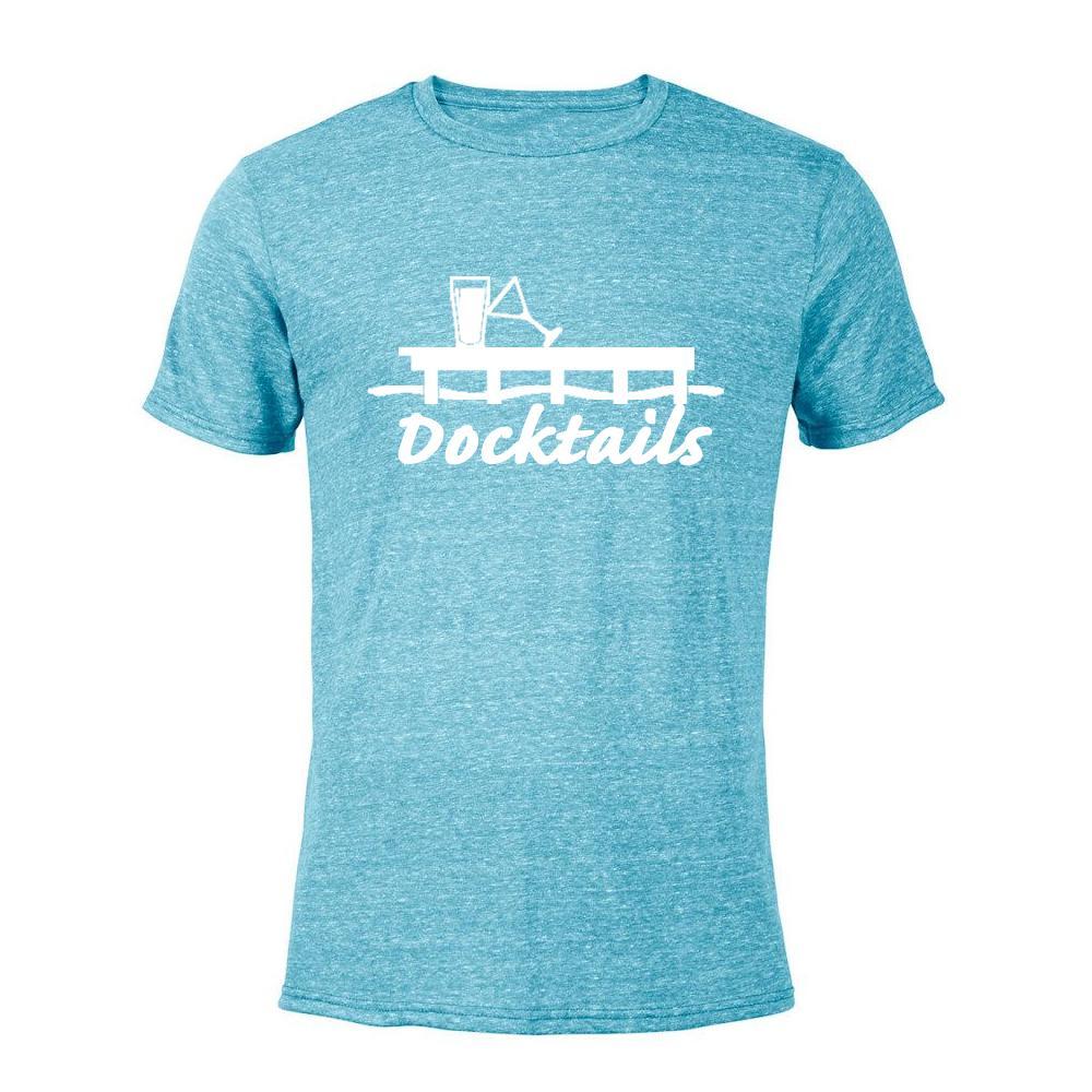 Docktails Men's Semi-Fitted Tee in Aqua Heather, perfect for your beach bar and dock pub adventures