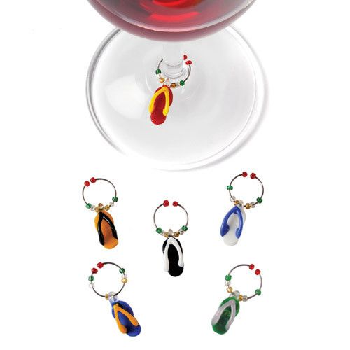 Flip Flop glass wine charms