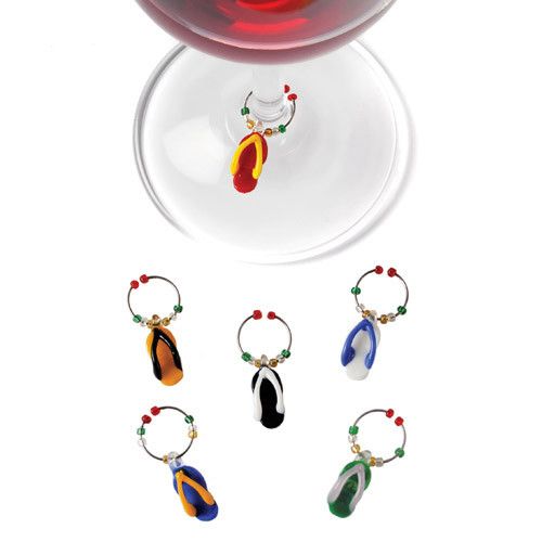 Flip Flop glass wine charms