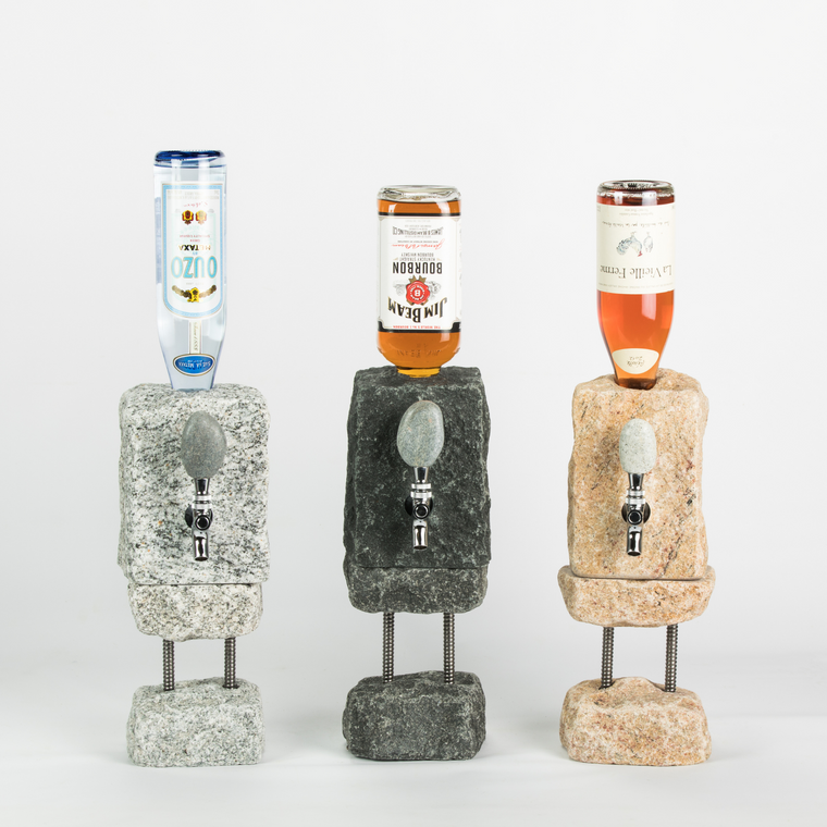 Funky Rock Designs Original Tall Stand for Stone Drink Dispensers in Black Stone