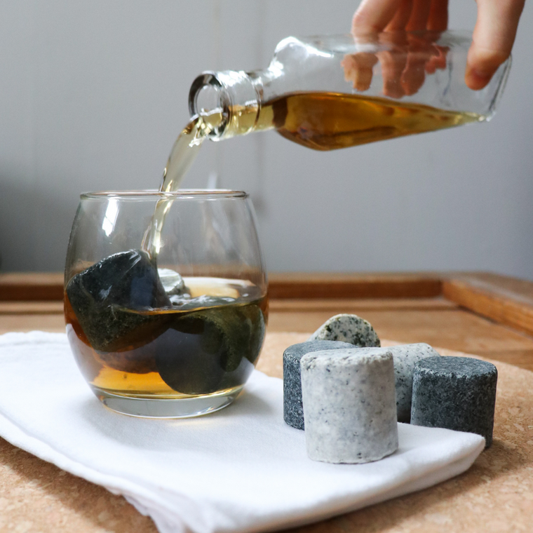 Booze cubes are stones from Funky Rock Designs that will keep your cocktail cold without diluting it