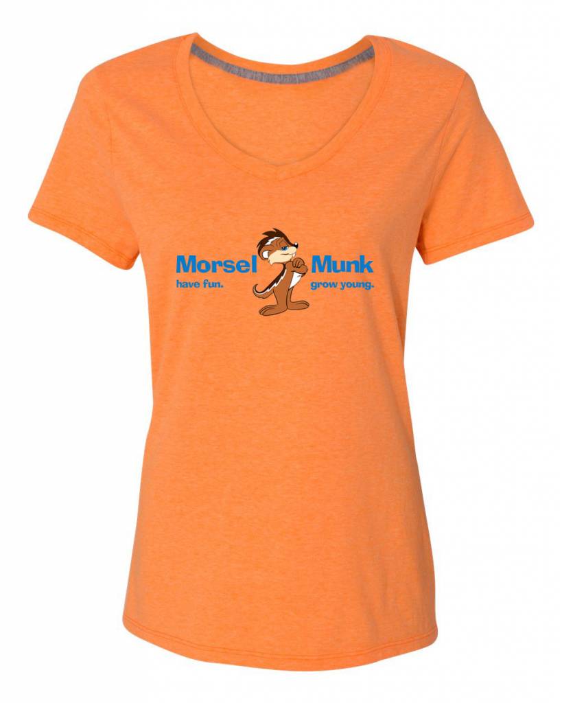Have Fun Grow Young women's orange v-neck t-shirt